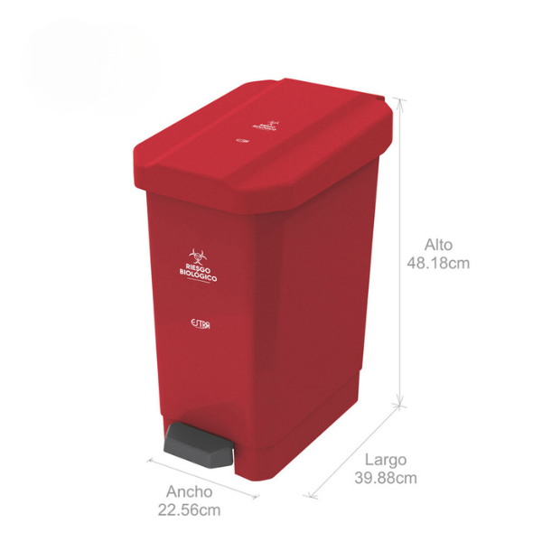 Papelera de pedal roja 22 lt Riesgo biologico Estrabins