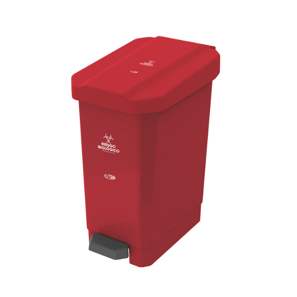 Papelera de pedal roja 22 lt Riesgo biologico Estrabins