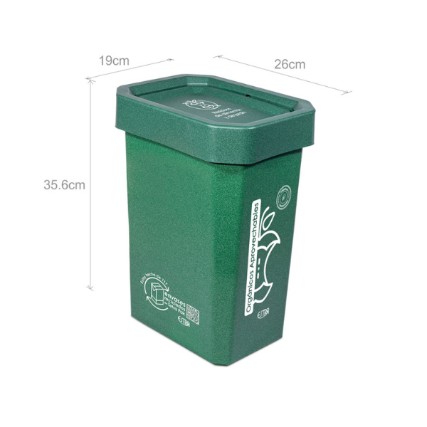 Papelera verde de 10 lts organicos Ecobins